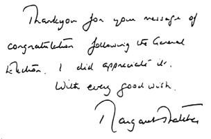 Margaret Thatcher Signature